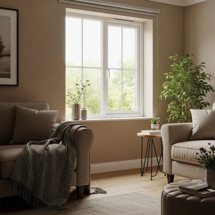 Cozy living room with secondary glazing window, showcasing warmth and comfort